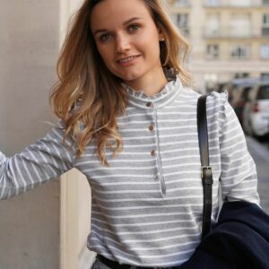 Blouse MANON - rayée gris/blanc