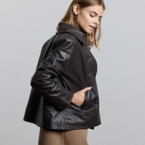 Veste ROME cuir lisse - Chocolat