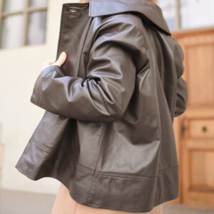 Veste ROME cuir lisse - Chocolat